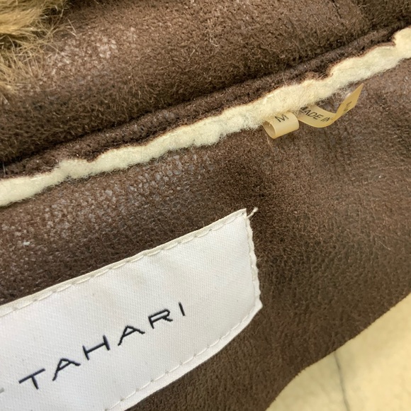 Tahari Faux Fur Collar Zip Front  Moto Jacket - Picture 11 of 13